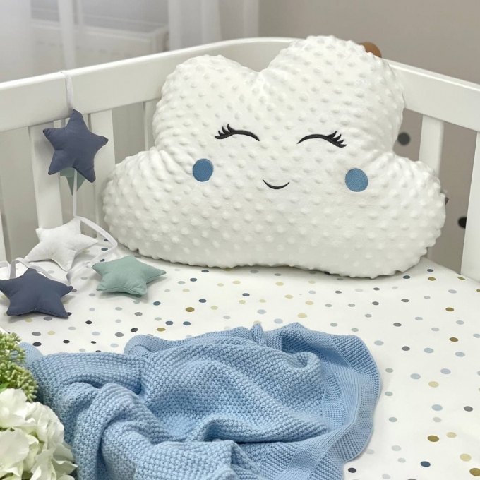 Pernuta decorativa pentru patut bebe Norisor alb-albastru